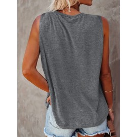 Colorful Paw Print Crew Neck Tank Top, Casual Sleeveless Top For Summer, Women's Clothing