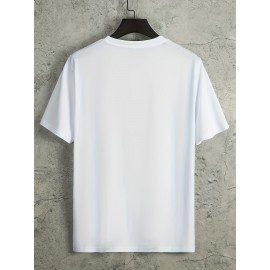 Big Smile Print, Men's Graphic Design Crew Neck Active T-shirt, Casual Comfy Tees Tshirts For Summer, Men's Clothing Tops For Daily Vacation Resorts